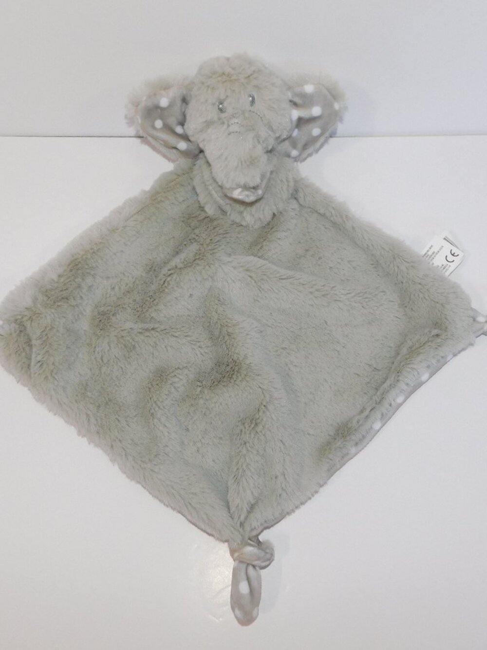 Kellytoy Gray Elephant White Polka Dot Rattle Security Blanket Baby Lovey Nunu